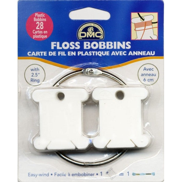 DMC Floss Bobbins 28 pc. Plastic with Metal Ring