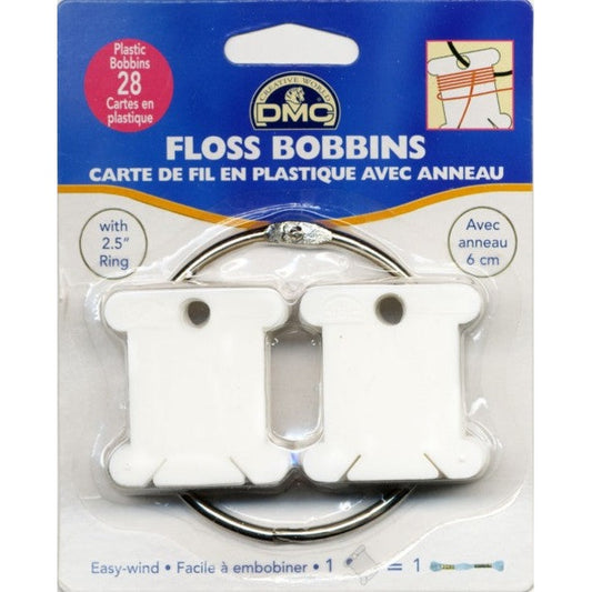 DMC Floss Bobbins 28 pc. Plastic with Metal Ring