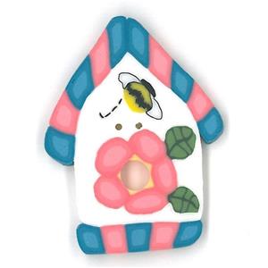 Pink/Blue Birdhouse Button