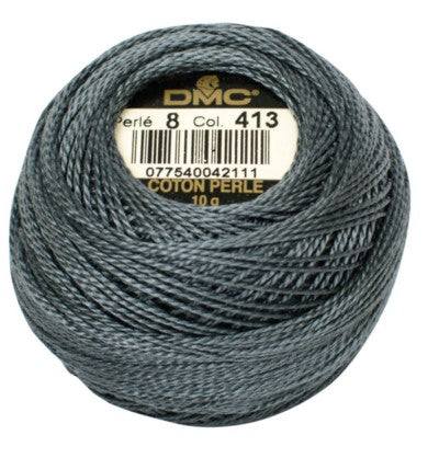 DMC Pearl Cotton Balls Article 116 Size 8 / 413 DK Pewter Gray