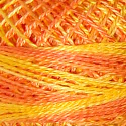 Valdani Variegated Pearl Cotton Ball Size 12 - 109yd / V1 Orange Blossom