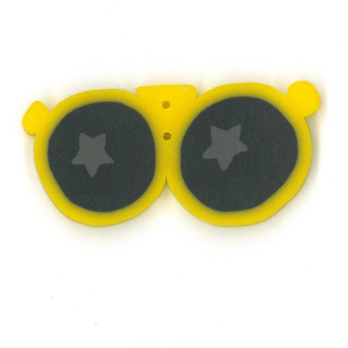 Large Yellow Sunglasses Button