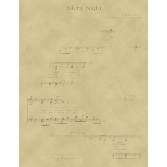 28ct Silent Night Sheet Music Printed Linen