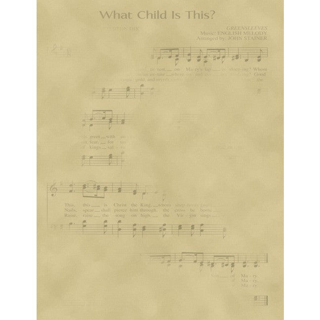 28ct What Child Is This Sheet Music Printed Linen