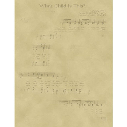 28ct What Child Is This Sheet Music Printed Linen