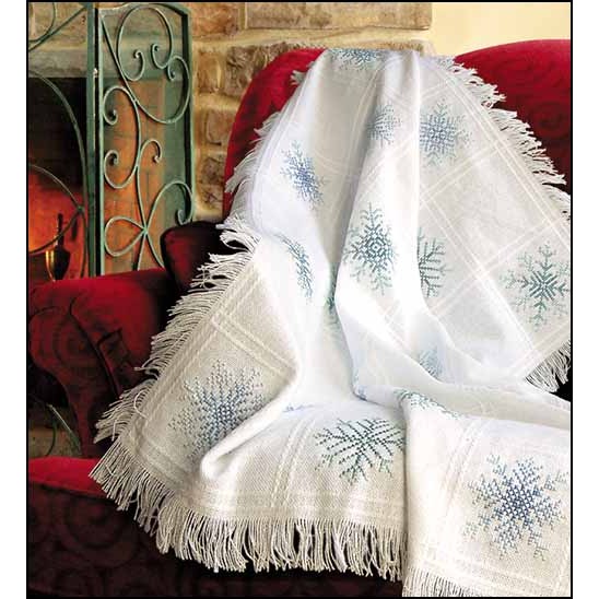 Charles Craft White Evenweave Throw Afghan - 16 ct - 35 blocks