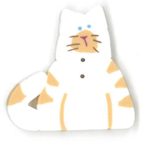 Large White Cat Button