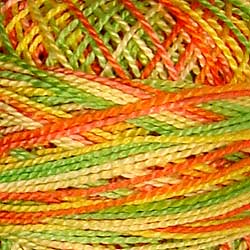 Valdani Variegated Pearl Cotton Ball Size 8 - 73yd / M8 Orange - Kiwi & Papaya