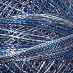 Valdani Variegated Pearl Cotton Ball Size 8 - 73yd / M68 Blue Clouds