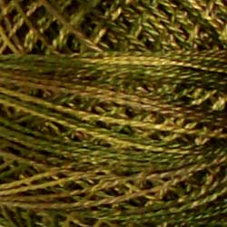 Valdani Variegated Pearl Cotton Ball Size 5 - 46yd / P2 Olive Green