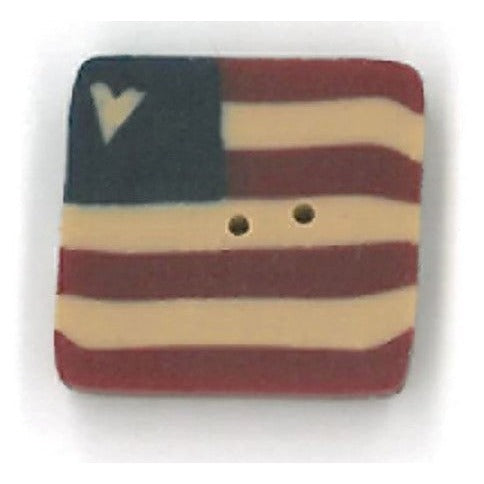 Small Folk Art Square Flag Button