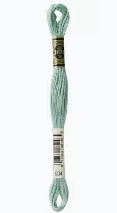 DMC 6 Strand Cotton Embroidery Floss / 504 V LT Blue Green