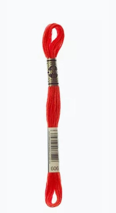 DMC 6 Strand Cotton Embroidery Floss / 606 Bright Orange-Red