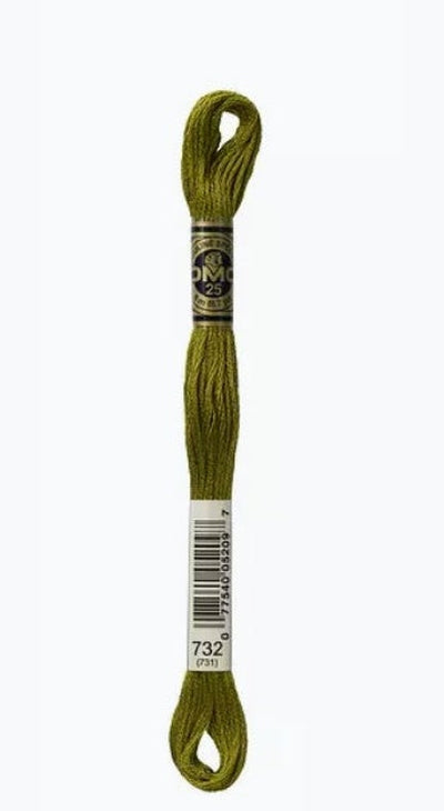 DMC 6 Strand Cotton Embroidery Floss / 732 Olive Green