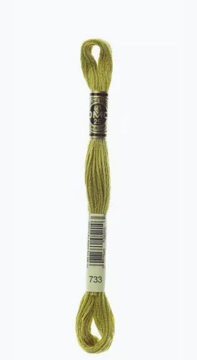 DMC 6 Strand Cotton Embroidery Floss / 733 MD Olive Green