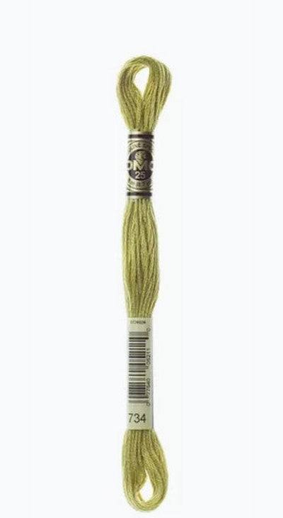 DMC 6 Strand Cotton Embroidery Floss / 734 LT Olive Green