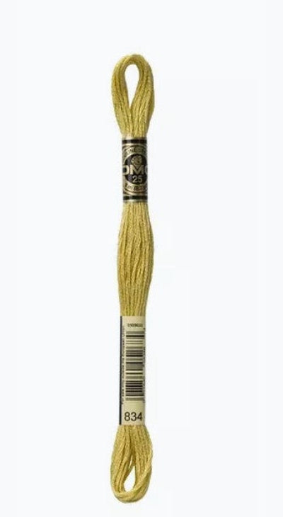 DMC 6 Strand Cotton Embroidery Floss / 834 V LT Golden Olive