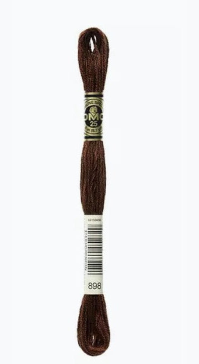 DMC 6 Strand Cotton Embroidery Floss / 898 V DK Coffee Brown