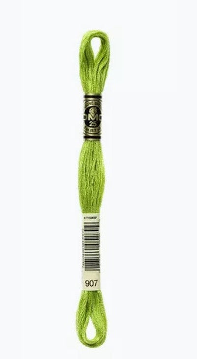 DMC 6 Strand Cotton Embroidery Floss / 907 LT Parrot Green