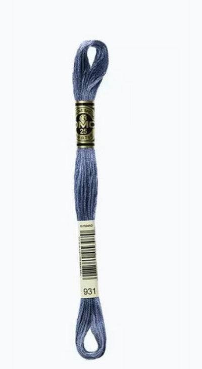 DMC 6 Strand Cotton Embroidery Floss / 931 MD Antique Blue