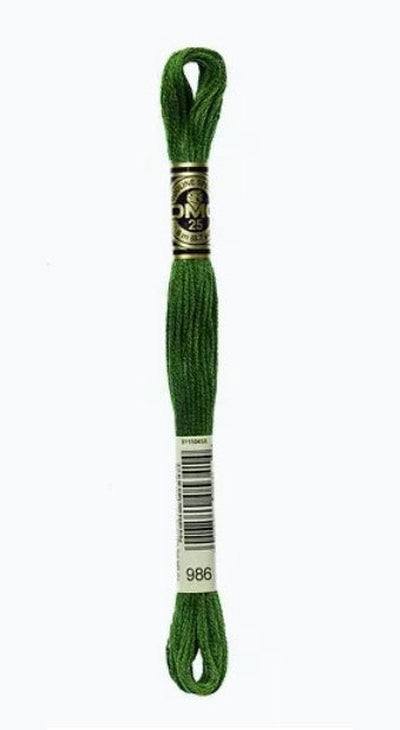 DMC 6 Strand Cotton Embroidery Floss / 986 V DK Forest Green