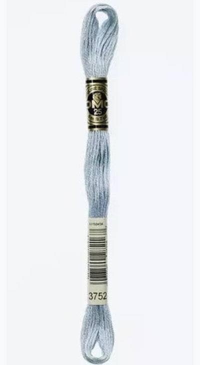 DMC 6 Strand Cotton Embroidery Floss / 3752 V LT Antique Blue