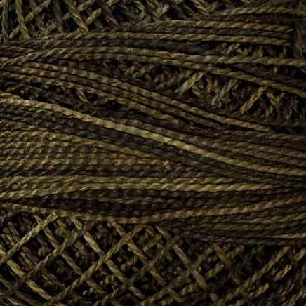 Valdani Variegated Pearl Cotton Ball Size 5 - 46yd / S310 Heritage Olive