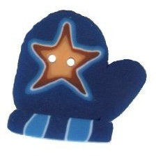 Small Blue Mitten with Star Button