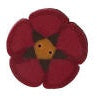 Small Williams Red 5 Petal Flower Button