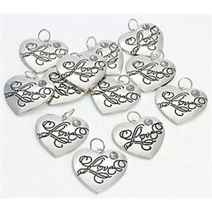 Heart-Shaped Love Charm with Rhinestone