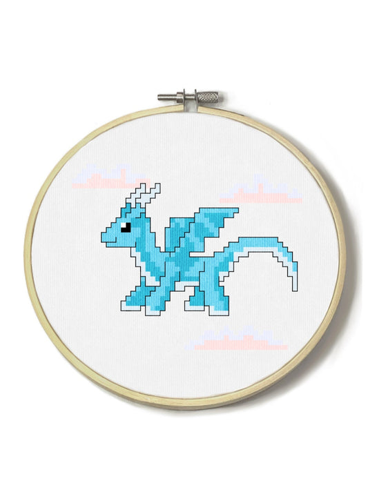 Downloadable Flying Blue Dragon Cross Stitch Pattern