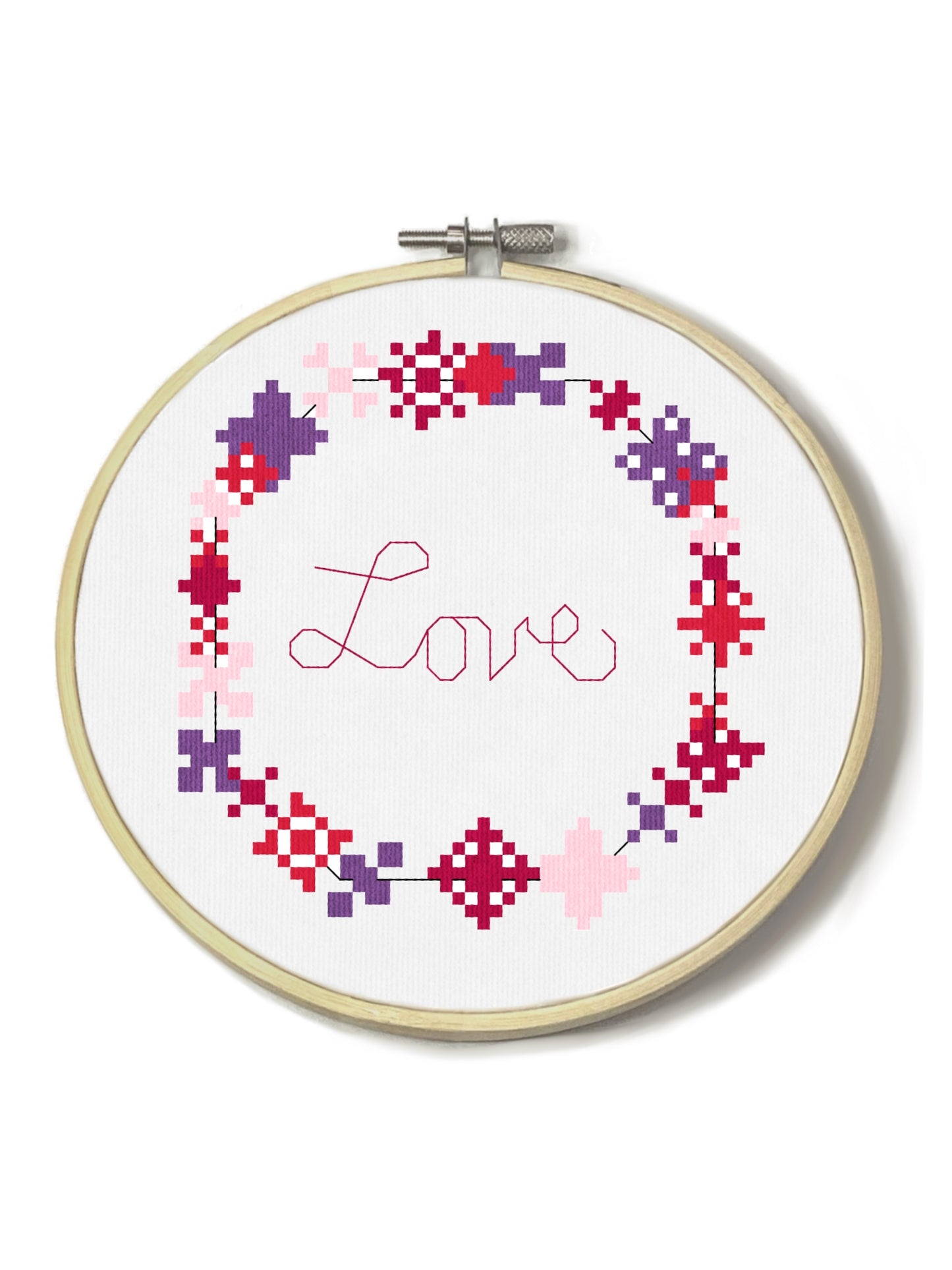 Downloadable Love Wreathe Cross Stitch Pattern